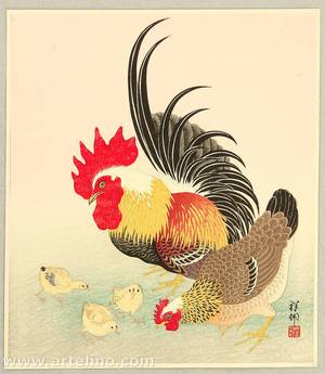 Ohara Koson: Chicken Family - Artelino