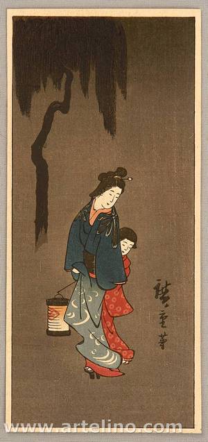 歌川広重: Walking with a Lantern - Artelino