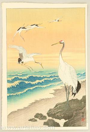 Ohara Koson: Cranes on Seashore - Artelino