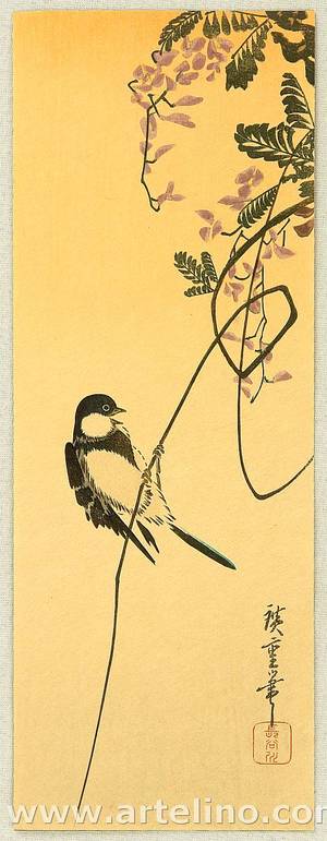 歌川広重: Bird and Wisteria - Artelino