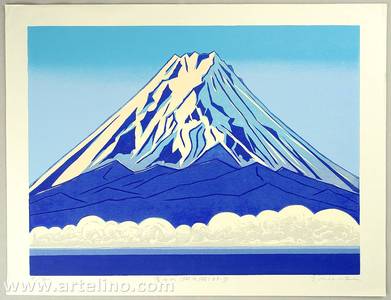 Japanese Print "Mt. Fuji and Lake Kawaguchi" by Nozaki Shinjiro