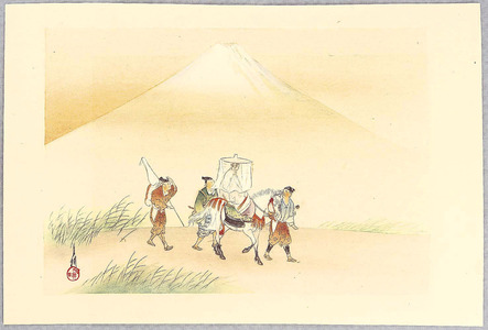 尾形月耕: On a Horseback - 100 Views of Mt. Fuji - Artelino