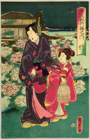 Utagawa Kunisada III: The Tale of Genji - Evening Walk - Artelino