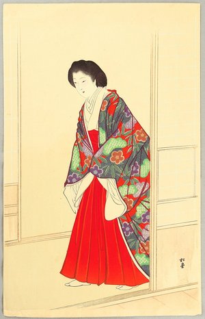 Yukawa Shodo: Red Hakama - Kinko Fuzoku Hyaku Bijin - Artelino