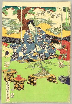 Utagawa Kunisada, 歌川国貞 (Utagawa II Kunisada)による浮世絵「Prince Genji in the New Years Day.」