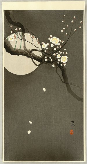 Ohara Koson: Flowering Plum and Moon - Artelino