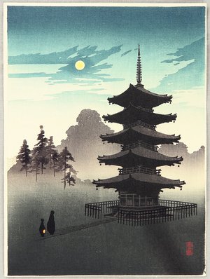 Kobayashi Eijiro: Pagoda at Night - Artelino