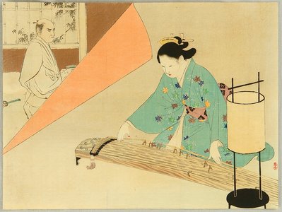 Mizuno Toshikata: Samurai and Koto Player - Artelino