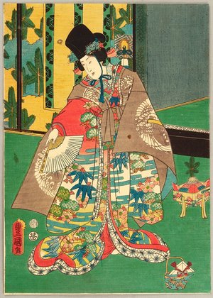 Utagawa Kunisada: Kabuki - Beauty with Fan - Artelino