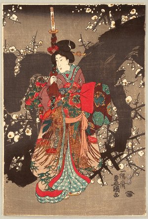 Utagawa Kunisada: Beauty at Plum Garden - Artelino