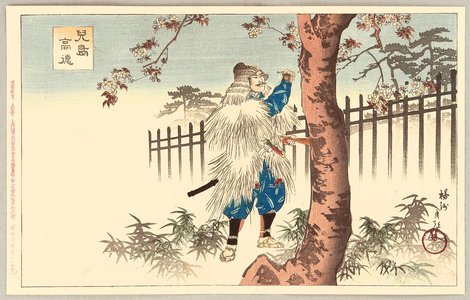 Toyohara Chikanobu: Heroes and Heroines in the Tale of Heike - Writing on a Cherry Tree - Artelino