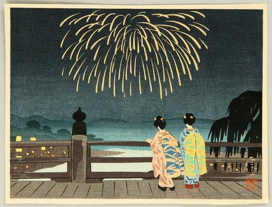 Okumura Koichi: 8 Scenic Views of Kyoto : Fireworks - Artelino