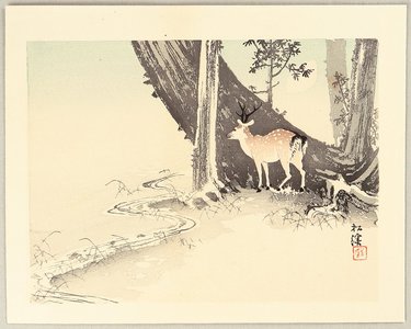 Japanischer Druck "Deer and the Moon" von Unknown, 無款 (null)