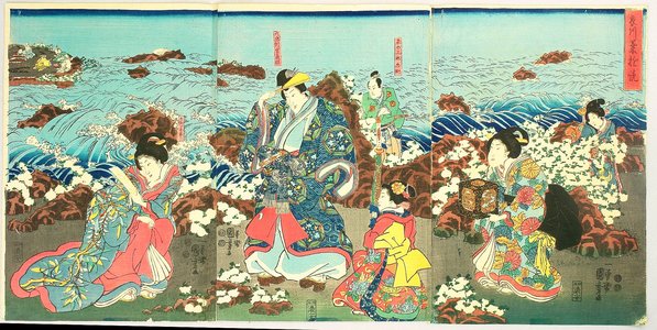 Utagawa Kunisada III: Yoshitsune in Koromo River - Kabuki - Artelino