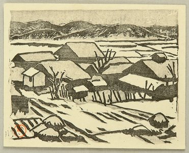 Estampe japonaise "Snowy Landscape" par Koido Fujimasa