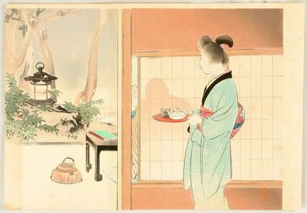 Mizuno Toshikata: Tea and Lantern - Artelino