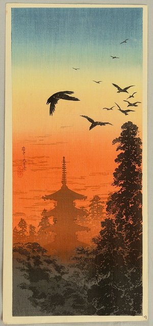 Takahashi Hiroaki: Pagoda and Crows - Artelino
