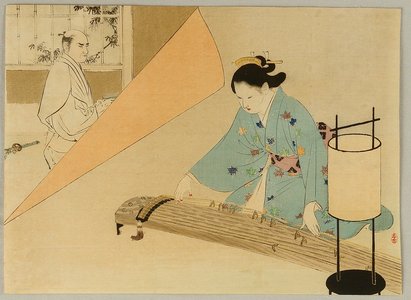 水野年方: Samurai and Koto Player - Artelino