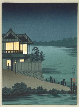Kobayashi Kiyochika: House near a Lake - Artelino