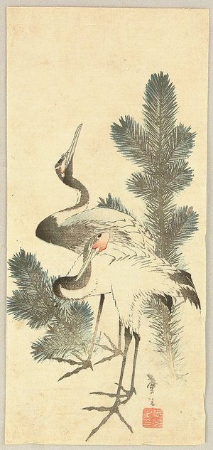 Katsushika II Taito: Cranes and Pine - Artelino