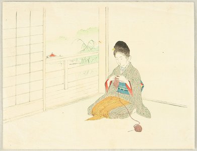 梶田半古: Knitting in a Room - Artelino