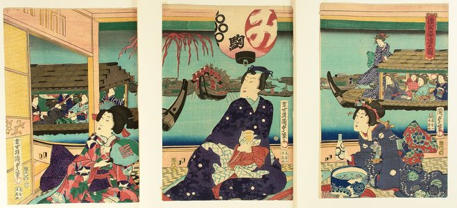 Utagawa Kunisada III: Prince Genji in Summer Evening - Artelino