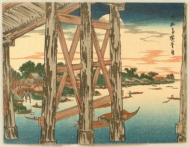 Utagawa Hiroshige: Moon and Bridge - Artelino