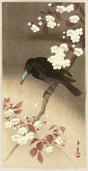 今尾景年: Crow and Cherry Blossoms - Artelino