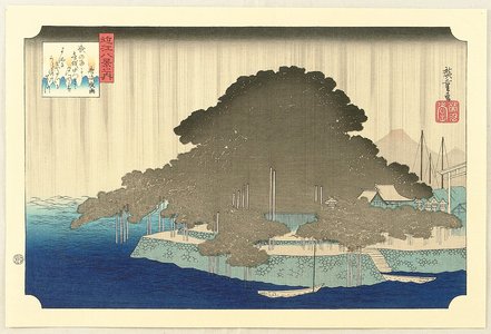 Utagawa Hiroshige: Night Rain - Omi Hakkei no Uchi - Artelino