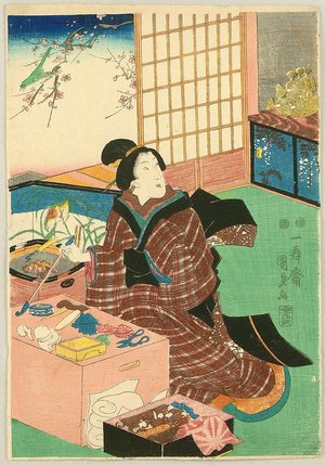 Utagawa Kunisada III: Song of Bush Warbler - Artelino