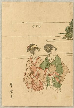 Utagawa Toyohiro: Two Beauties at a Shore - Artelino