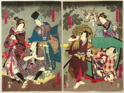 Japanese Print "Shelter From the Rain - Kabuki" by Utagawa Kunisada, 歌川国貞 (Utagawa Kunisada)