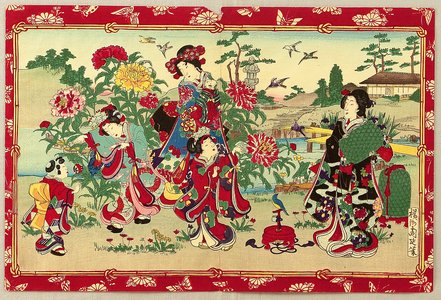 Toyohara Chikanobu: Peony Garden - Artelino