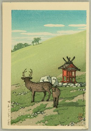 川瀬巴水: Deer and Shrine - Artelino