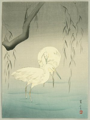 Watanabe Seitei: Two Egrets by a Willow - Artelino