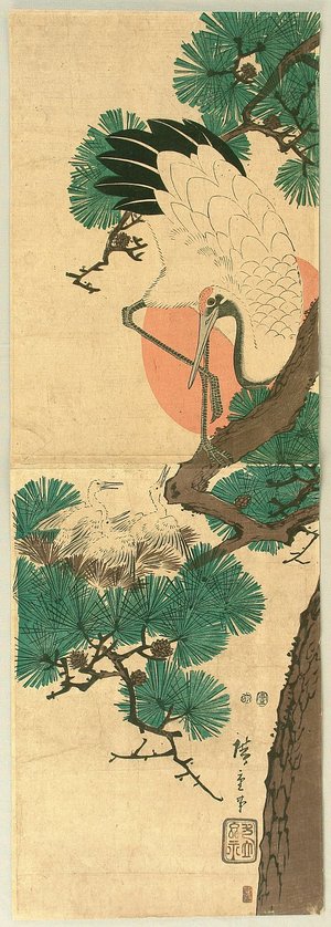 Utagawa Hiroshige: Crane, Pine, the Sunrise - Artelino