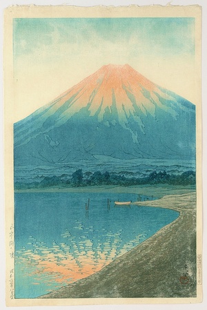 Kawase Hasui: Dawn at Lake Yamanaka - Artelino