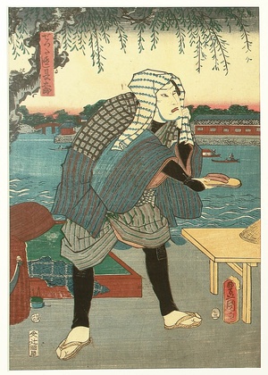 Toyohara Kunichika: Incident at the Bridge - Kabuki - Artelino