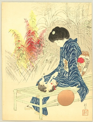 Takeuchi Keishu: Playing with a Kitten - Artelino