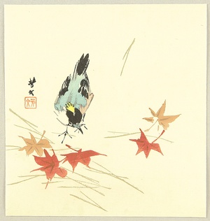 Kikuchi Hobun: Bird and Maple - Artelino