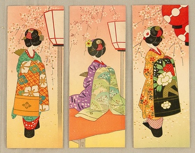 Japanischer Druck "Three Maiko Envelopes" von Unknown, 無款 (null)