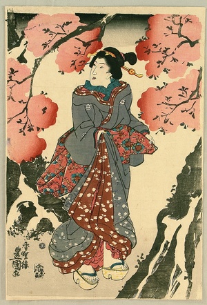 Utagawa Kunisada, 歌川国貞 (Utagawa Kunisada)による浮世絵「Beauty under Cherry Tree」