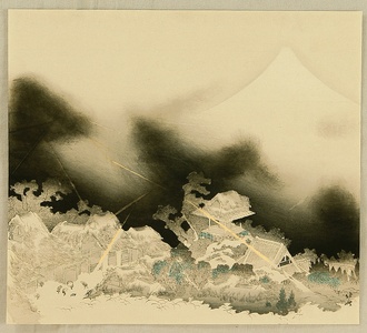 Katsushika Hokusai: Mt. Fuji and Lightning - Artelino