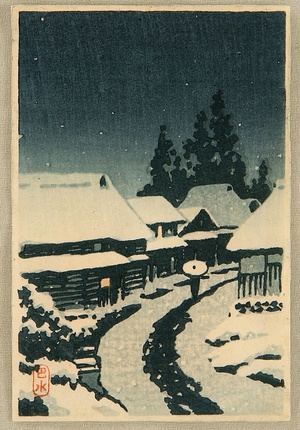 Kawase Hasui: Snowy Street - Terajima - Artelino