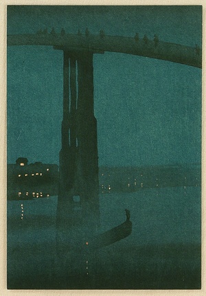 Unknown: Misty Bridge at Night - Artelino