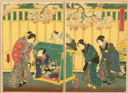 歌川国貞: Prince Genji - Palanquin - Artelino