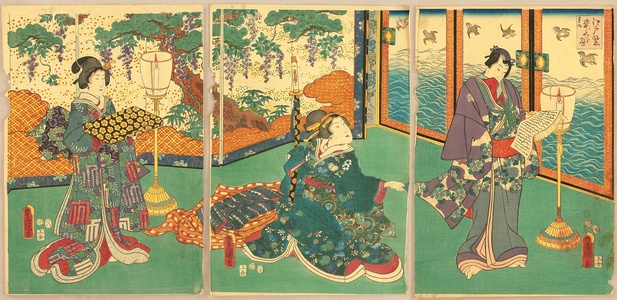 Japanischer Druck "Prince Genji and Present" von Utagawa Kunisada, 歌川国貞 (Utagawa Kunisada)