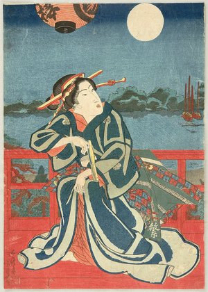 Utagawa Kunisada: Courtesan and Moon - Artelino