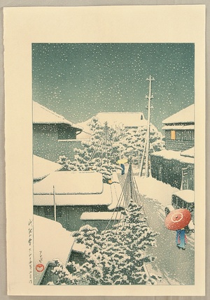 川瀬巴水: Snow at Daichi - Artelino