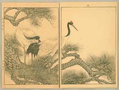 今尾景年: Keinen Gafu - Cranes and Pine Tree - Artelino